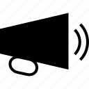 horn, loud hailer, loudspeaker, megaphone, speaker, speaking trumpet