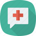 bubble, chat, cross, health, medical, support