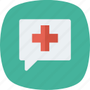 bubble, chat, cross, health, medical, support