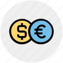 bank, coin, coins, dollar, euro, finance, money