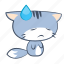 cat, emoji, sad, sorrow, sticker, sweat, unhappy 