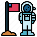 astronaut, cosmonaut, flag, space, spaceman, suit