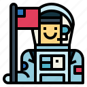 astronaut, cosmonaut, flag, space, spaceman, suit