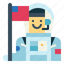 astronaut, cosmonaut, flag, space, spaceman, suit