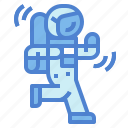 astronaut, cosmonaut, running, space, spaceman, suit