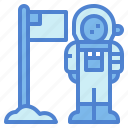 astronaut, cosmonaut, flag, space, spaceman, suit