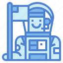 astronaut, cosmonaut, flag, space, spaceman, suit