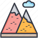 hills, mountains, nature, snowy mountains, triangle shape