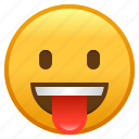 emoji, emoticon, face, smiley, tongue, with