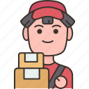 delivery, man, courier, shipping, service