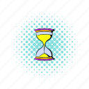 clock, comics, countdown, glass, hourglass, sand, time