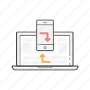 connection, laptop, mobile, phone, sync, update, updating