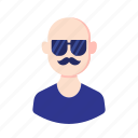 avatar, bald, boy, glasses, man, millennial, mustache