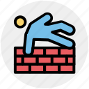 accident, brick, elderly, fall down, fell down, man, staircases