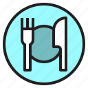 dinner, dish, food, fork, knife, restaurant