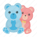 bear, blue, cute, pink, soft, toy