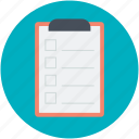 checklist, clipboard, document, form, questionnaire