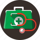 aid, briefcase, doctor, first, medicine, stethoscope