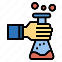 chemistry, erenmeyer, experiment, flask, hand