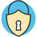 padlock, password, privacy, security, shield shape