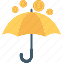 coins, financial, insurance, umbrella, wealth