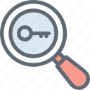 magnifier, magnifying glass, password, search, search keyword