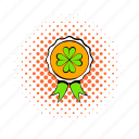 badge, clover, comics, four, holiday, irish, leaf