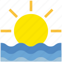 ocean, rise, sea, summer, sun, sunset