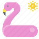 bird, flamingo, summer, swim ring