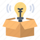 box, bulb, idea, light