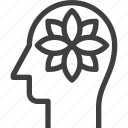 flower, harmony, head, human, mind, relaxation, thinking