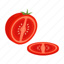 cut, food, fruit, half, red, tomato, vegetable