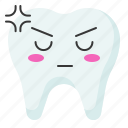 angry, emoji, emoticon, face, tooth