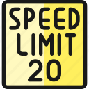 road, sign, speed, limit