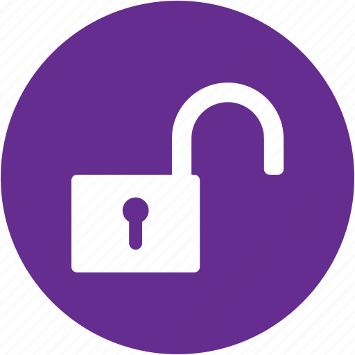 Unlock, circle, lock, password, protection, safety, security icon - Download on Iconfinder