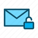 mail, unlock, email, message