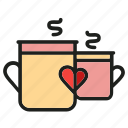 cups, drink, heart, hot, love, mug