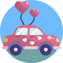 balloon, car, decoration, heart, love, pink, valentines