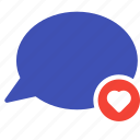 bubble, chat, conversation, favorite, heart, message, talk