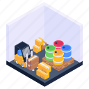 stockroom, parcels lifter, storage room, warehouse, barrels