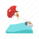 cartoon, extreme, parachute, people, sport, tourism, water