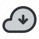 weather, cloud, arrow, download, storage