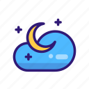 cloud, forecast, moon, night, star, weather, weather icon