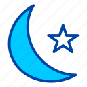 night, moon, star, weather