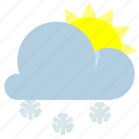 partly cloudy, snow, sun, weather