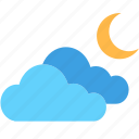 cloud, cloudy, moon, moonlight, night, weather