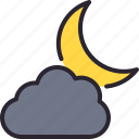 moon, crescent, cloud, night, weather