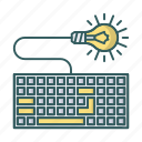 bulb, device, idea, keyboard, lamp, lightbulb