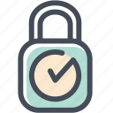 checkmark, lock, locked, login, protected, safe, sign