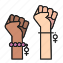 feminism, fists, gesture, hand, protest, punch, women